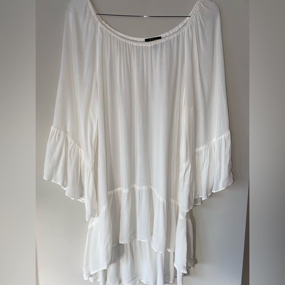 Cupio size medium white sheer long sleeve top